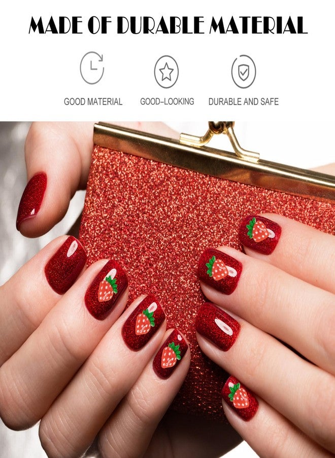 FRCOLOR 30Pcs 3D Fruits Nail Art Charms Strawberry Fruits Nail Art Slices Flatback Nail Gems Nail Jewels for Women Girls Nail Art DIY (Strawberry) - Image 3