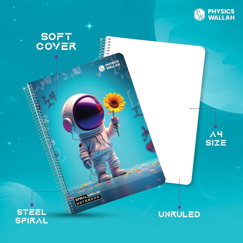PW Physics Wallah A4 Size 300 Pages Spiral Binding Notebook set of 3 Combo | Unruled Register Notebooks for Students & Office | Spiral Register for Writing & Note-Taking (3) (Set of 3) - Image 3