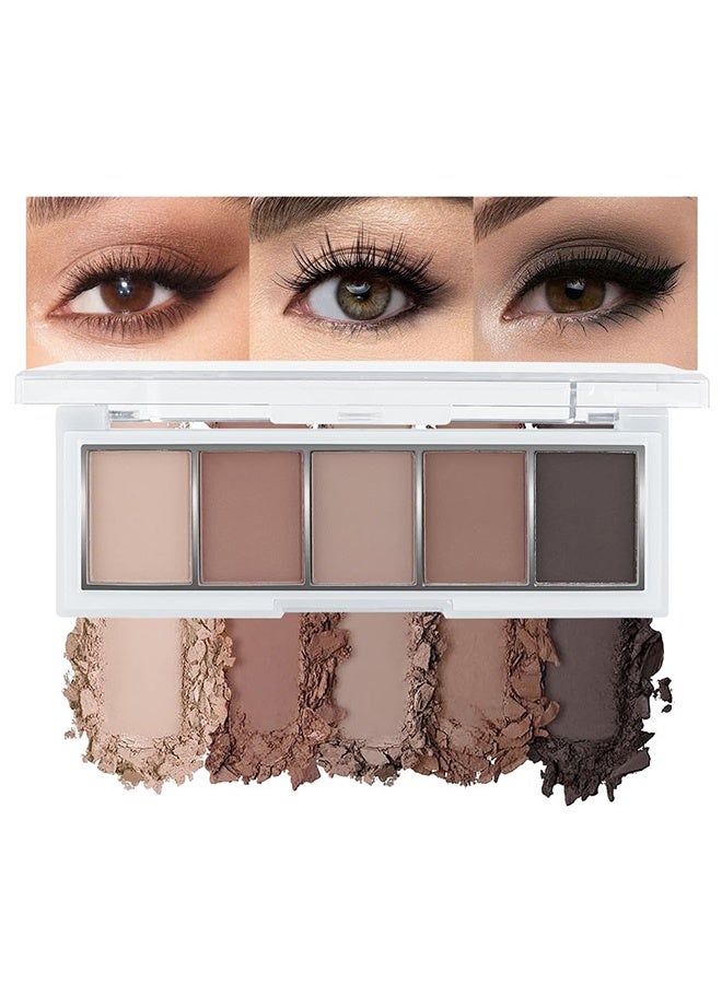 MYHO Microscopic Carvings Outline Five-Color Eyeshadow Palette, Neutral Nude Brown Eyeshadow Palette, 5 Matte Shades from Cream to Charcoal, Smooth Blendable Texture, Everyday to Smoky Glam Eye Makeup, Travel-Friendly Compact for Daily Looks 06 - Image 1