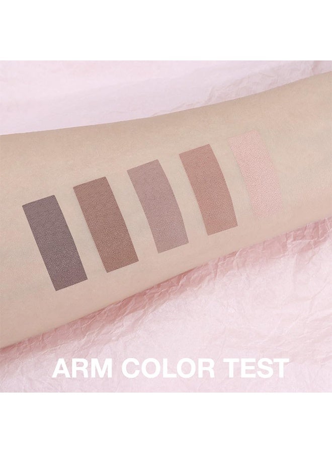 MYHO Microscopic Carvings Outline Five-Color Eyeshadow Palette, Neutral Nude Brown Eyeshadow Palette, 5 Matte Shades from Cream to Charcoal, Smooth Blendable Texture, Everyday to Smoky Glam Eye Makeup, Travel-Friendly Compact for Daily Looks 06 - Image 3
