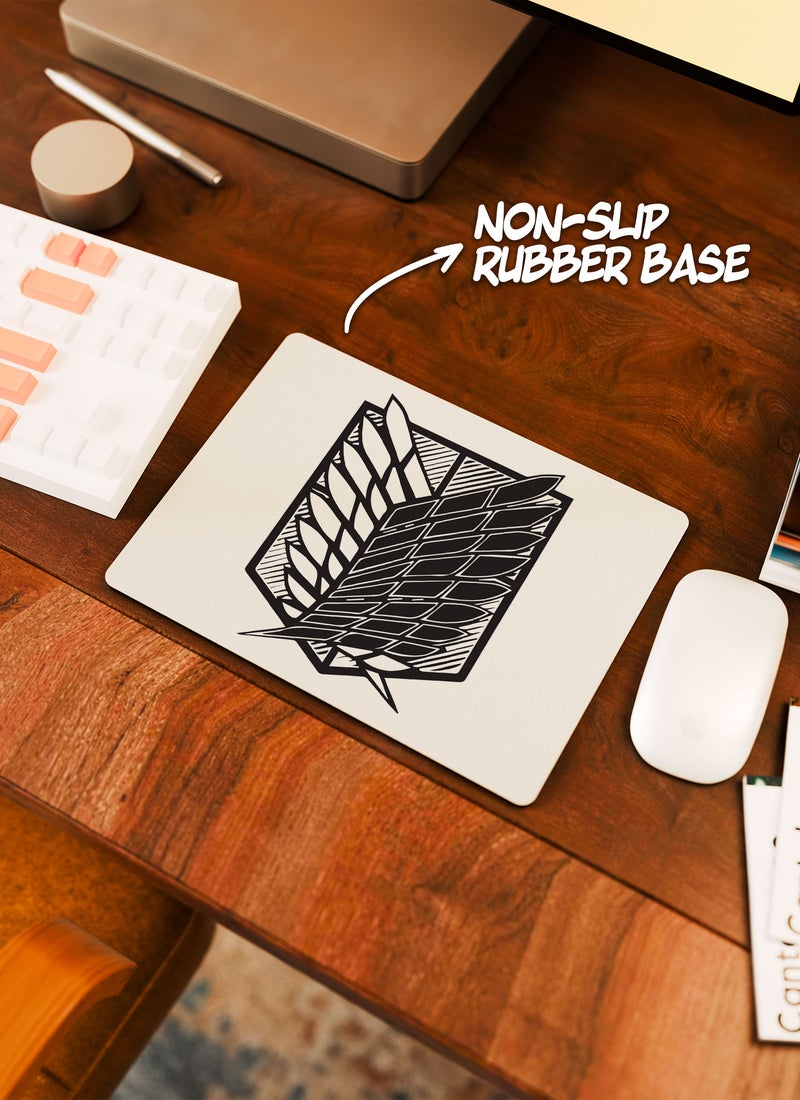 LOUD UNIVERSE Attack on Titan Jar Attack on Titan Non-Slip Rubber Base Mouse Pad Explorer Flag Rectangular Desk Mouse Pad Titan Attack Sigil Emblem Logo Design-Manga Comic Style - Image 3
