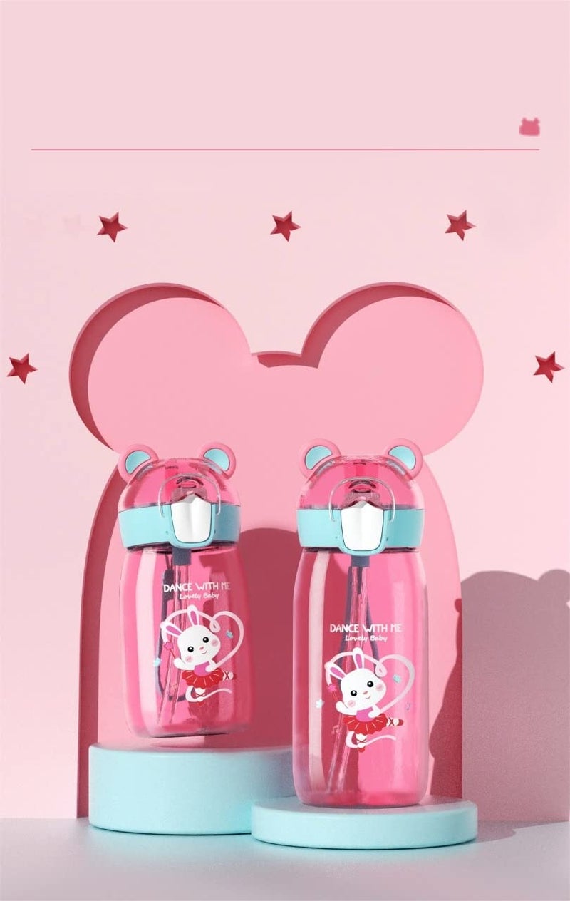 TEMSON Water Bottle for Kids, Cute Design Water Bottle with Sipper, Sipper Bottle for Kids -Anti-Leak Kids Cartoon Water Bottle for Kids - 550 ML (Pink)(ABL-1033) - Image 3