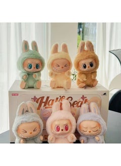 Generic Labubu Sit Party Plush Blind Box Trendy Play Heart Macaron Cute Doll Doll Keychain Batch-Color:Second Generation [random Blind Box]  - Image 1