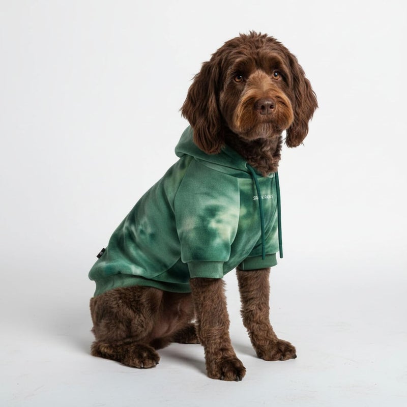 Spark Paws Dog Hoodie – Premium Dog Sweater for Small, Medium, and Large Dogs | Warm Outfits for French Bulldogs, Pitbull, Puppy, Winter Jacket Alternative - Green Skydye, 2XL - Image 1