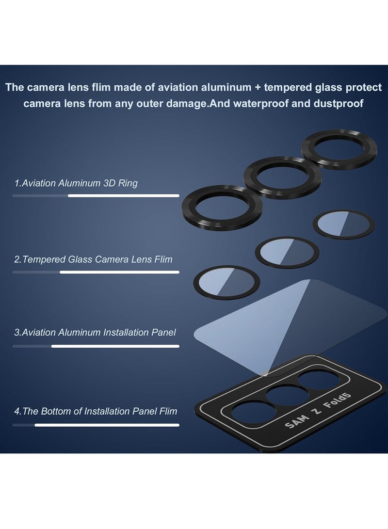 Wtech Premium Camera Lens Tempered Glass Protector Sheild For Samsung Galaxy Z Fold6 5G 2024 Black - Image 4