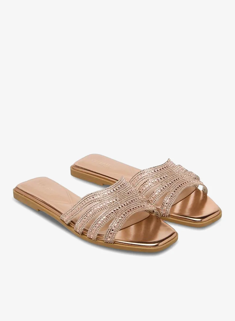 سيليست صنادل نسائية مسطحة مزينة مجموعة رمضان