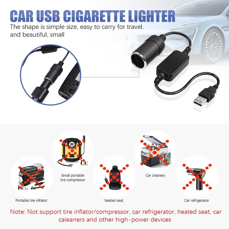 STHIRA® 12V Car Cigarette Lighter Socket Adapter Converter USB A 5V to 12V 8W/12W Max Portable Compact Power Converter for Dash Cam, GPS, LED Strip, Car Fan, Purifier Safe and Durable for Road Trips - Image 3