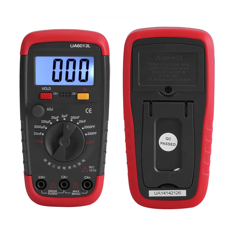 Hztyyier Digital Capacitance Meter Multimeter Professional Capacitor Tester 0.1pF - 20000uF with LCD Backlight and Safety Jacket 1999 Display - Image 4
