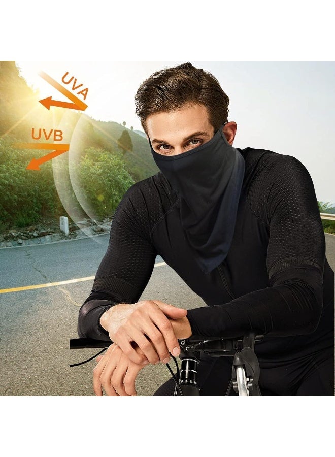 Neck Gaiter with Ear Loops, Black, Breathable UV Protection Face Scarf Bandana, 23.5 x 45 cm, 2 Pack - Image 2