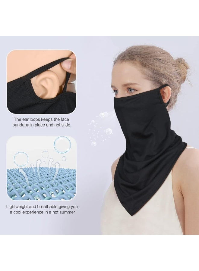 Neck Gaiter with Ear Loops, Black, Breathable UV Protection Face Scarf Bandana, 23.5 x 45 cm, 2 Pack - Image 3