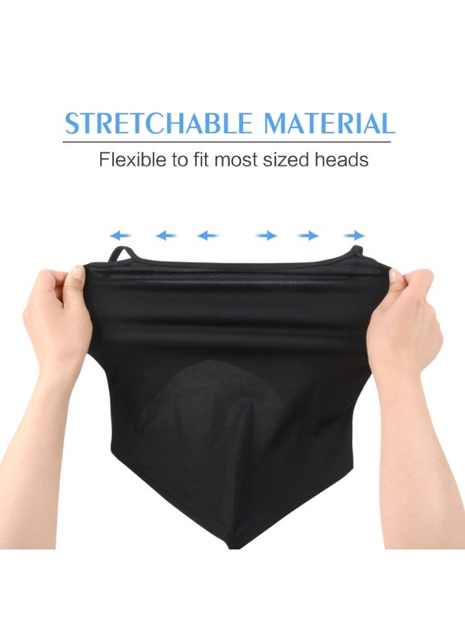 Neck Gaiter with Ear Loops, Black, Breathable UV Protection Face Scarf Bandana, 23.5 x 45 cm, 2 Pack - Image 4