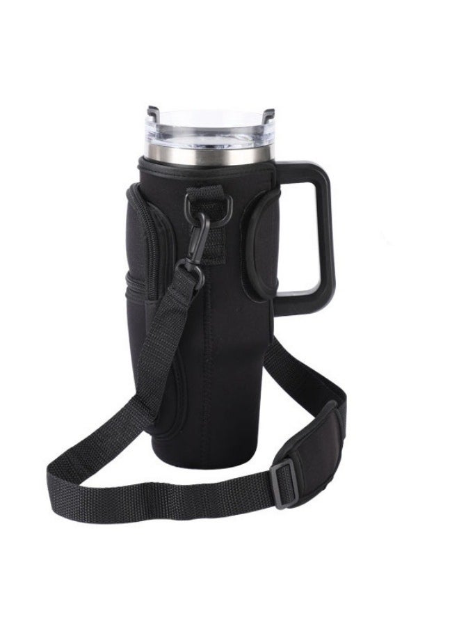 Generic Water Bottle Carrier for Stanley 40 oz Water Tumbler, Water Bottle Holder with Pouch and Adjustable Strap,Accessory with Pocket for 40 oz Tumbler 