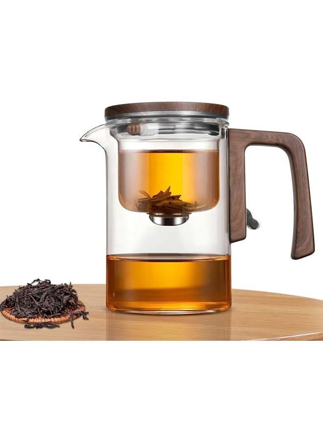 L&E Enchanti Tea Pot, 600ML Water Separation Glass Teapot with Handle, Filter Teapot with Dual Infusers, Enchantipot Magic Tea Pot, Glass Teapot with Strainer,Infuser,Heat Resistant  - Image 1