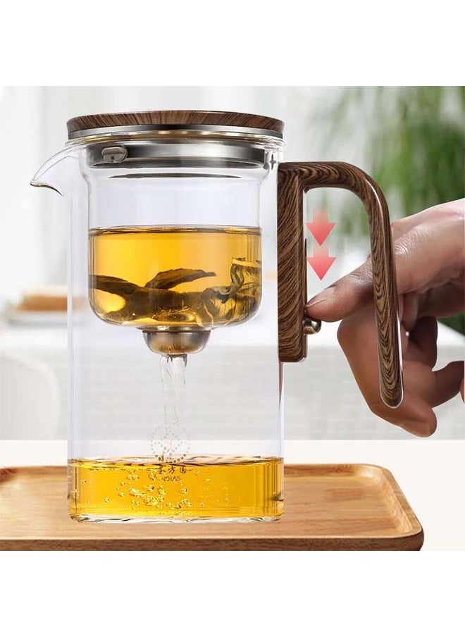 L&E Enchanti Tea Pot, 600ML Water Separation Glass Teapot with Handle, Filter Teapot with Dual Infusers, Enchantipot Magic Tea Pot, Glass Teapot with Strainer,Infuser,Heat Resistant  - Image 2