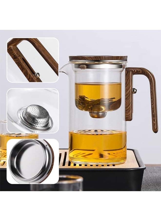 L&E Enchanti Tea Pot, 600ML Water Separation Glass Teapot with Handle, Filter Teapot with Dual Infusers, Enchantipot Magic Tea Pot, Glass Teapot with Strainer,Infuser,Heat Resistant  - Image 3