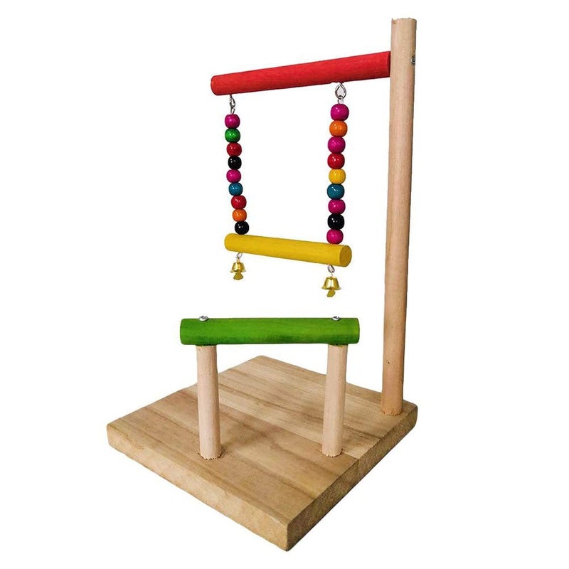 Western Era 2 Floor Cage Gym, Exercise Stand with Natural Wood Playful Bird Stand, Bird Toy (Large Birds) - Image 5