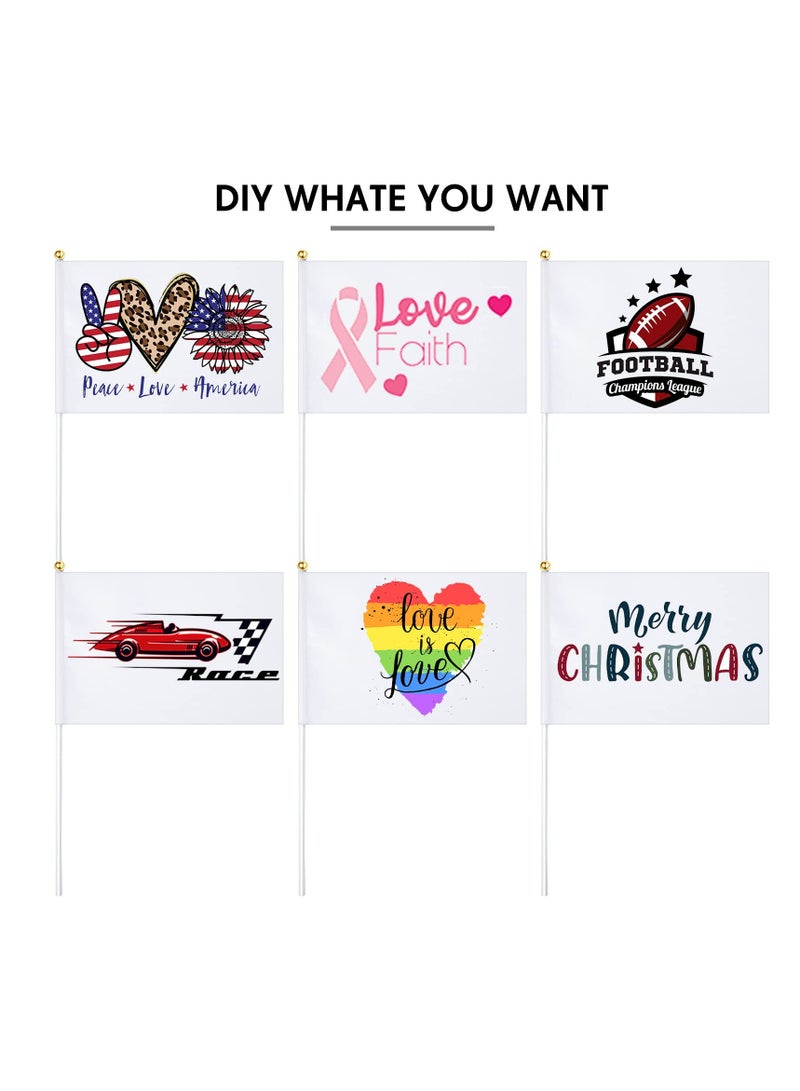 SOLARAE 50 Pcs Mini White Flags for DIY, Sublimation-Ready Handheld Flags, Perfect for Garden, Car Parades, Grand Openings, Birthdays, Weddings, and Celebrations. - Image 5