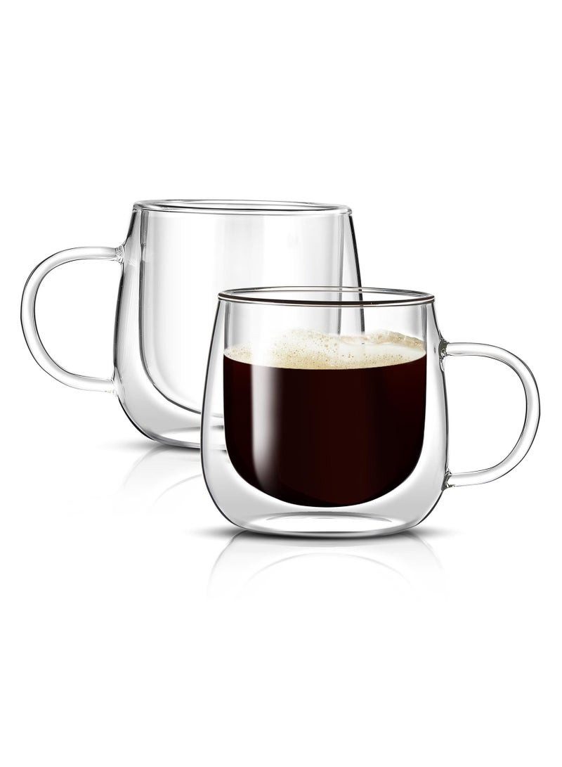 SOLARAE 10oz Double Wall Glass Coffee Mugs Set of 2, Large Insulated Espresso Cups, insulated glass coffee cups, glass mugs with handles, borosilicate glass mug for Cappuccino, Americano, Tea, Beverage - Image 1