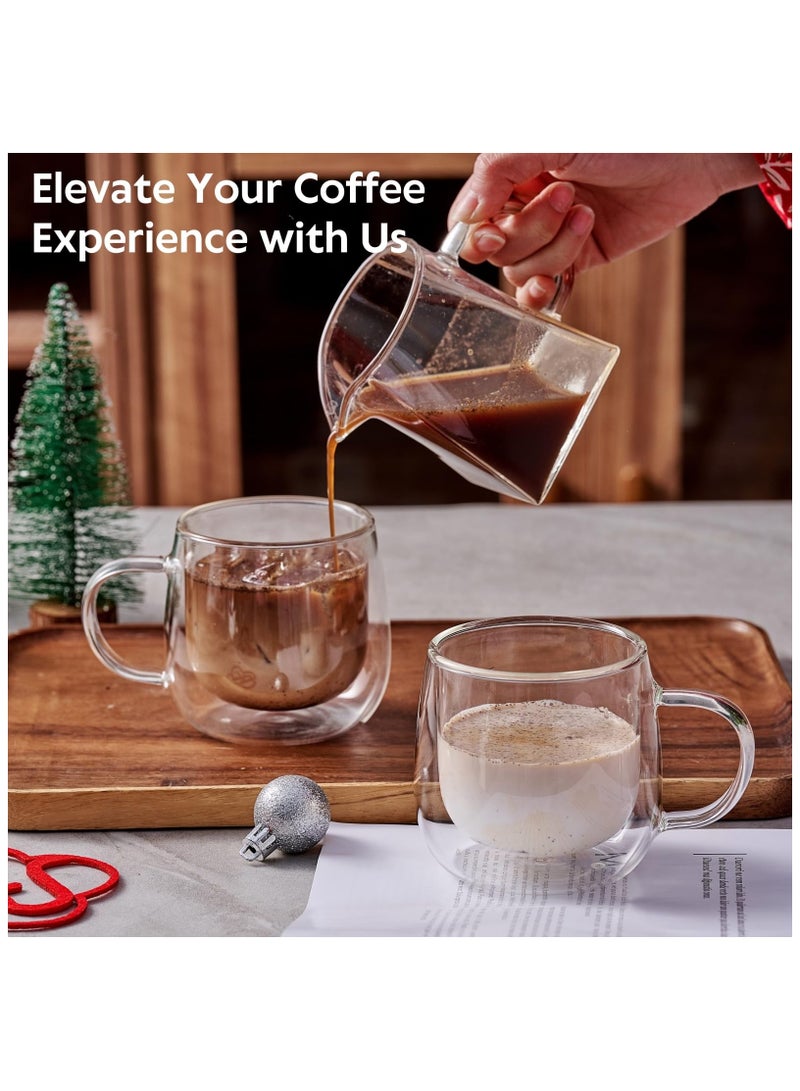 SOLARAE 10oz Double Wall Glass Coffee Mugs Set of 2, Large Insulated Espresso Cups, insulated glass coffee cups, glass mugs with handles, borosilicate glass mug for Cappuccino, Americano, Tea, Beverage - Image 3