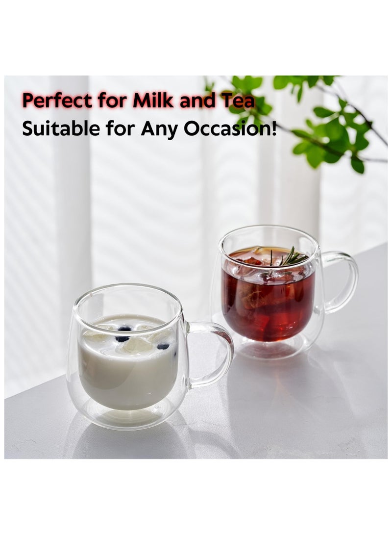 SOLARAE 10oz Double Wall Glass Coffee Mugs Set of 2, Large Insulated Espresso Cups, insulated glass coffee cups, glass mugs with handles, borosilicate glass mug for Cappuccino, Americano, Tea, Beverage - Image 4