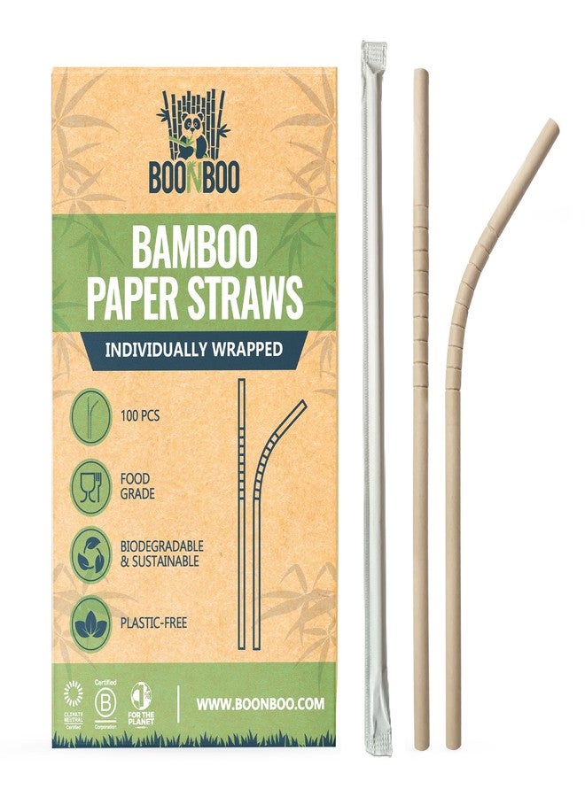 BOONBOO Bamboo Paper Straws, Individually Wrapped, Bendable, PFAS-Free, 100 Counts - Image 1