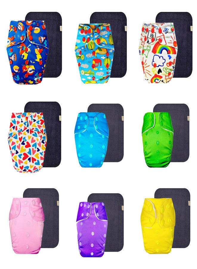 حفاضات دمبلدو القماشية الممتازة مع حشوة سوداء (عبوة من 9) | مضادة للحساسية | قابلة لإعادة الاستخدام والغسل | مناسبة للسفر | مصممة من قبل الأمهات | من 3 أشهر إلى 3 سنوات | للجنسين - Image 1