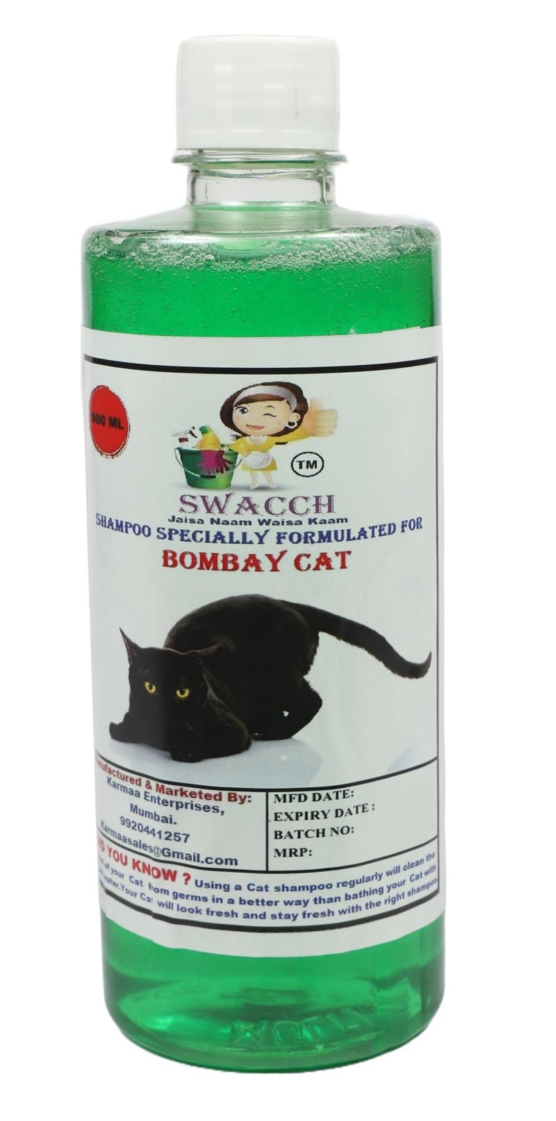 Swacch Bombay Cat Shampoo -500ml (Neem Alovera) + Bath Brush with Adjustable Straps Combo Pack - Image 2