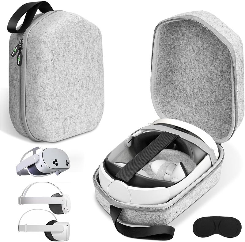 SARLAR حقيبة حمل صلبة متوافقة مع Meta Quest 3S/Quest 3/Oculus Quest 2/Vision Pro الأصلية/إيليت ستراپ لسماعة VR وملحقات التحكم، مناسبة للسفر والتخزين المنزلي - Image 1