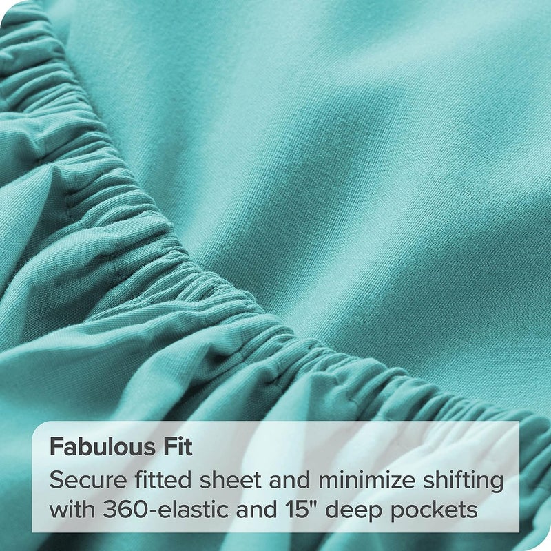 UmI. Brand Umi 100 GSM Brushed Micro Fabric Fitted Bedsheet with 2 Pillow Covers Queen 60x78 Inches Sky Blue - Image 4