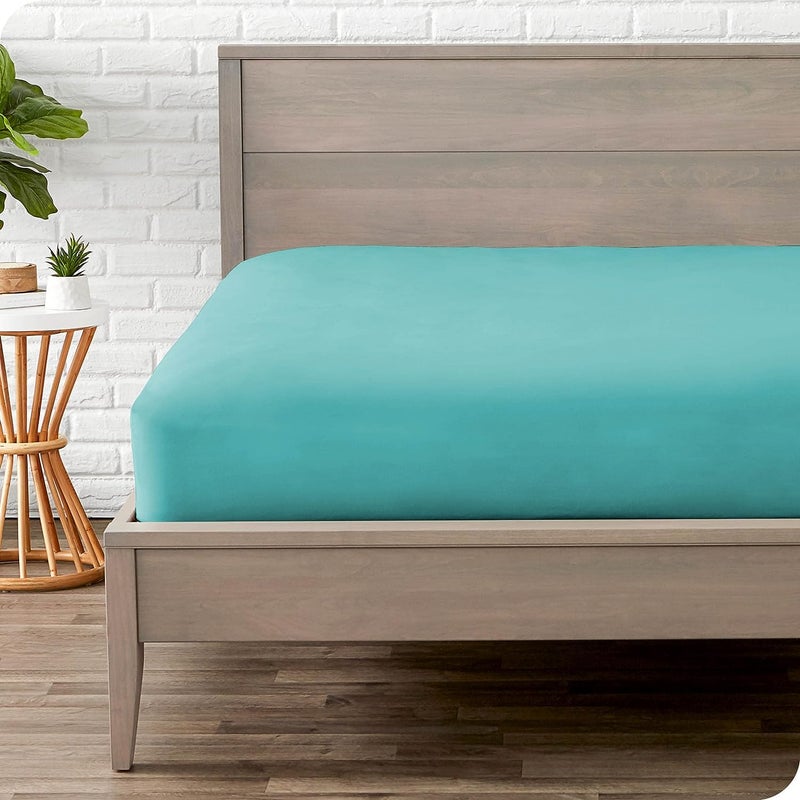 UmI. Brand Umi 100 GSM Brushed Micro Fabric Fitted Bedsheet with 2 Pillow Covers Queen 60x78 Inches Sky Blue - Image 1