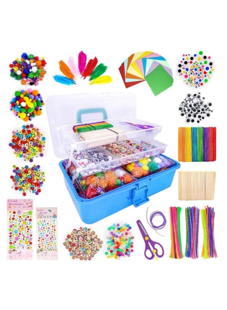 جِيجل جوي 1700pcs لوازم الفن والحرف للأطفال ، مجموعة إمدادات الفنون الحرفية DIY الصغار ، شملت منظفات الأنابيب ، ملصقات ، ريشة ، صندوق تخزين قابلة للطي ، مجموعة حرفية مرحلة ما قبل المدرسة ، لمستلزمات فنية Craft DIY - Image 1