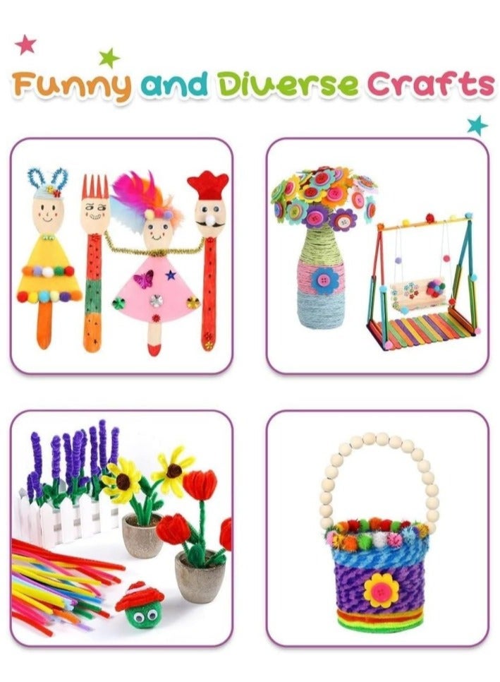 جِيجل جوي 1700pcs لوازم الفن والحرف للأطفال ، مجموعة إمدادات الفنون الحرفية DIY الصغار ، شملت منظفات الأنابيب ، ملصقات ، ريشة ، صندوق تخزين قابلة للطي ، مجموعة حرفية مرحلة ما قبل المدرسة ، لمستلزمات فنية Craft DIY - Image 5