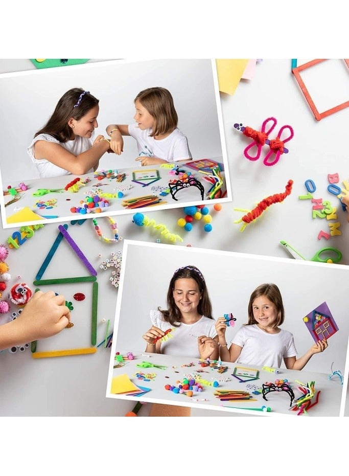 جِيجل جوي 1700pcs لوازم الفن والحرف للأطفال ، مجموعة إمدادات الفنون الحرفية DIY الصغار ، شملت منظفات الأنابيب ، ملصقات ، ريشة ، صندوق تخزين قابلة للطي ، مجموعة حرفية مرحلة ما قبل المدرسة ، لمستلزمات فنية Craft DIY - Image 4