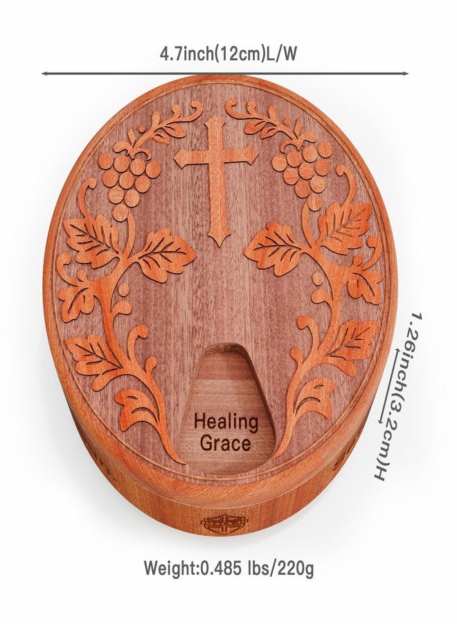 OYTKWU Wooden Weekly Pill Organizer - 7 Day Pill Box with Cross Engraving for Christian Religious Gift for Parents, Gift for Mom from Daughter Son (Sapele Max Healing Grace - Image 4