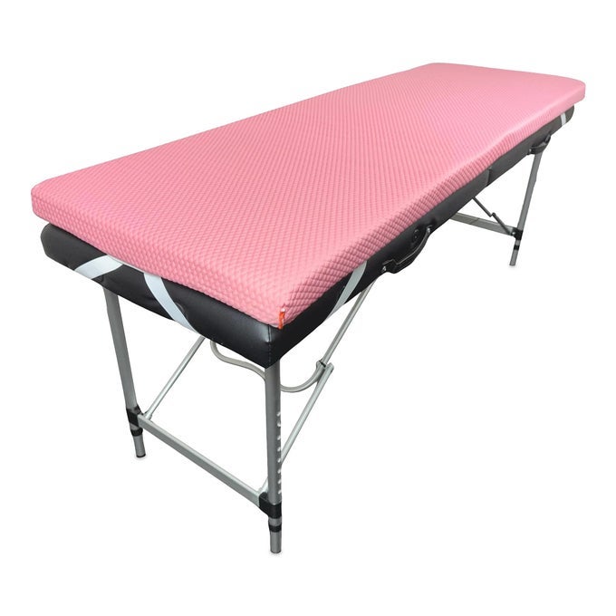 LASH BED TOPPER MEMORY FOAM 25IN THICK COMFORTABLE MATTRESS TOPPER FOR LASH EXTENSION TABLE WITH FOUR CORNER STRAPS ANTISLIP BOTTOM PINK
