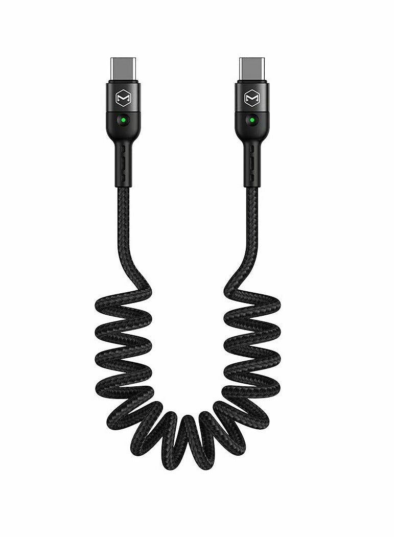 USB Cables, USB C to USB C, Coiled Cable Retractable USB C, Sprial Cable Pd 60w, Type C To Type C, Elastic Charging&data Cord, Spring Data Cable, Suitable For Xiaomi 10 Huawei P40 Pro Charging Cable  - Image 1