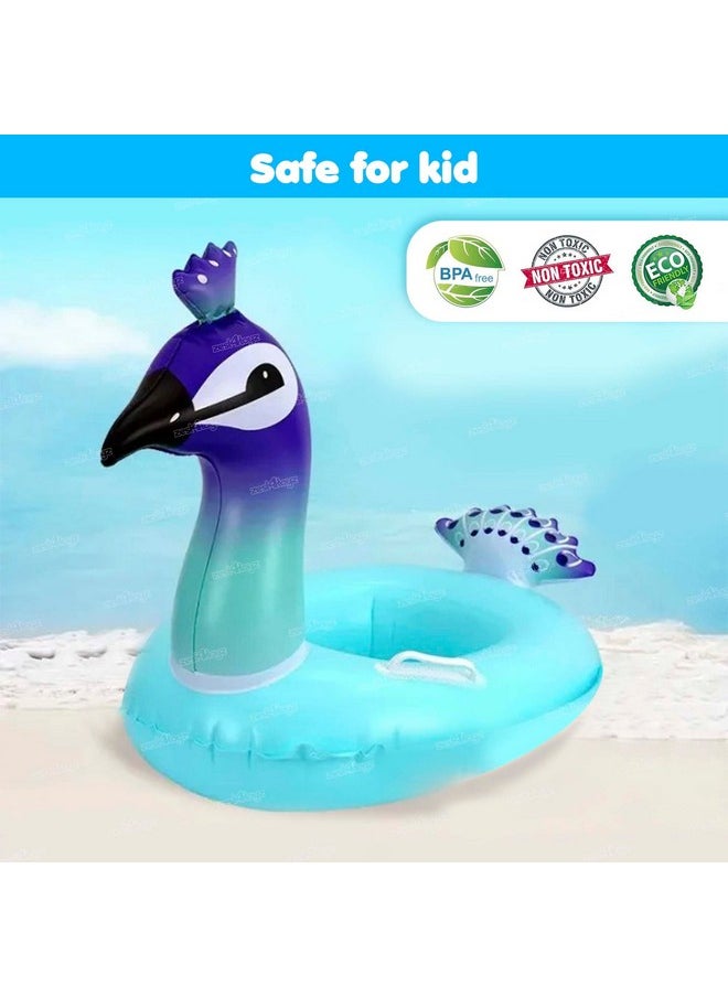 زيست فور تويز حلقات سباحة Zest 4 Toyz لحفلات حمام السباحة للأطفال قابلة للنفخ على شكل طاووس، أنبوب طفو لتعلم السباحة للبنات والأولاد من سن 3 سنوات فما فوق (أزرق سماوي)  - Image 2