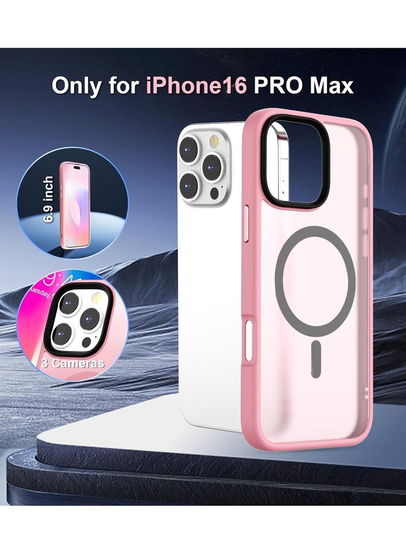 iPhone 16 Pro Max Case, Compatible with MagSafe, Shockproof  Protection, Magnetic Phone Case for iPhone 16 Pro Max , Classic Hybrid Case (HaloLock) Pink - Image 2