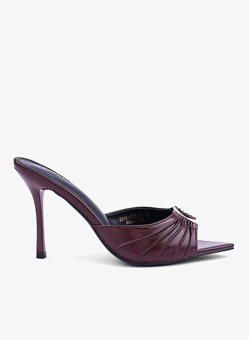 IconStyle Embroidered Open-Toe Mule Heels