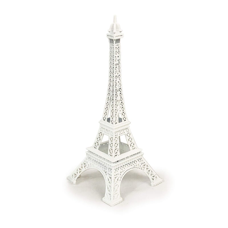 allgala allgala 7"" Eiffel Tower Statue Decor Alloy Metal  White  - Image 2