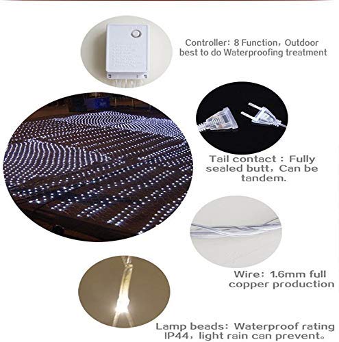 MIRADH Led Net Mesh String LightsDiwali LightsLed Lights For Home Decoration 98Ft X 66Ft 192 Leds 8 Modes 3X2M WhitePvc1 meters - Image 3
