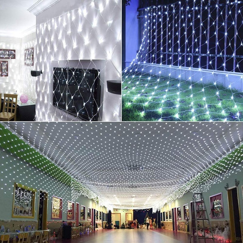 MIRADH Led Net Mesh String LightsDiwali LightsLed Lights For Home Decoration 98Ft X 66Ft 192 Leds 8 Modes 3X2M WhitePvc1 meters - Image 2