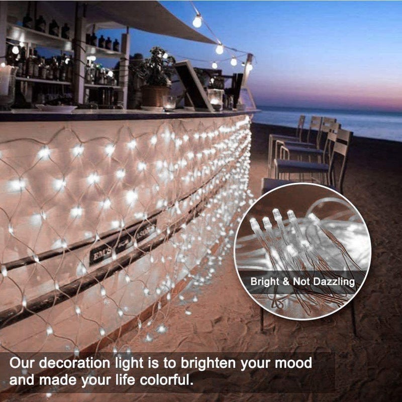 MIRADH Led Net Mesh String LightsDiwali LightsLed Lights For Home Decoration 98Ft X 66Ft 192 Leds 8 Modes 3X2M WhitePvc1 meters - Image 5