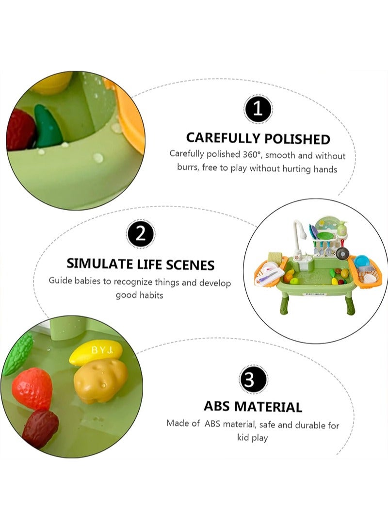 Topyich 34pcs Kitchen Set for Kids,  Kitchen Toys with Flowing Water,  Dishwasher Toys with Automatic Water Circulation System, suitable for Kids Boys Girls Toddlers (Green) - Image 3
