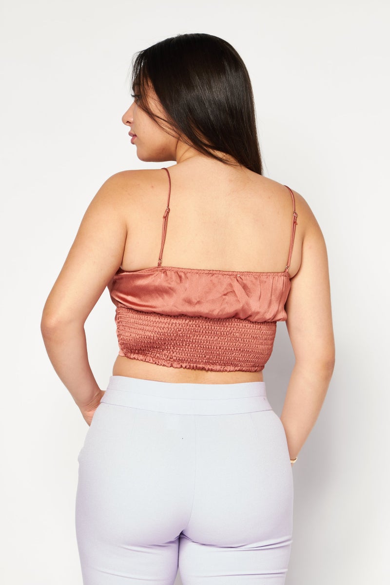 Endless Blu Women V Neck Sleeveless Top, Brown - Image 4