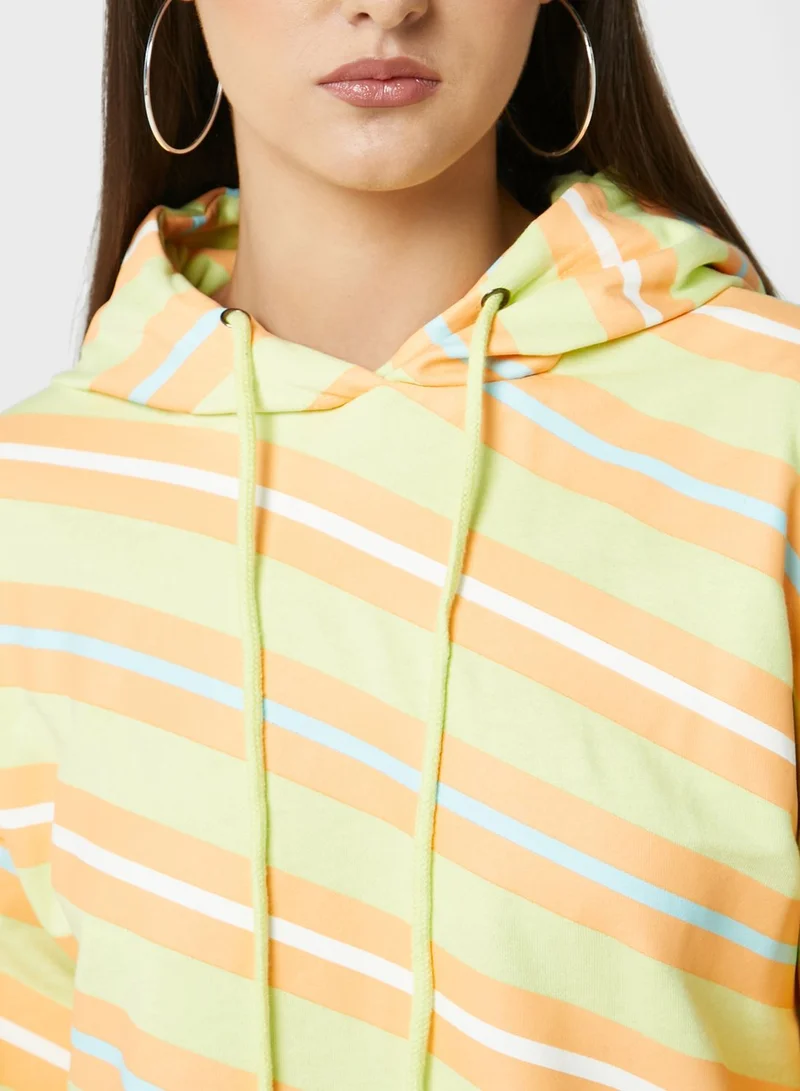 Ginger Multi Stripe Hooded Sweatshirt