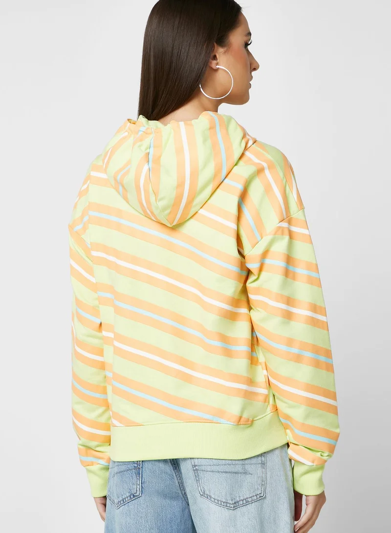 Ginger Multi Stripe Hooded Sweatshirt