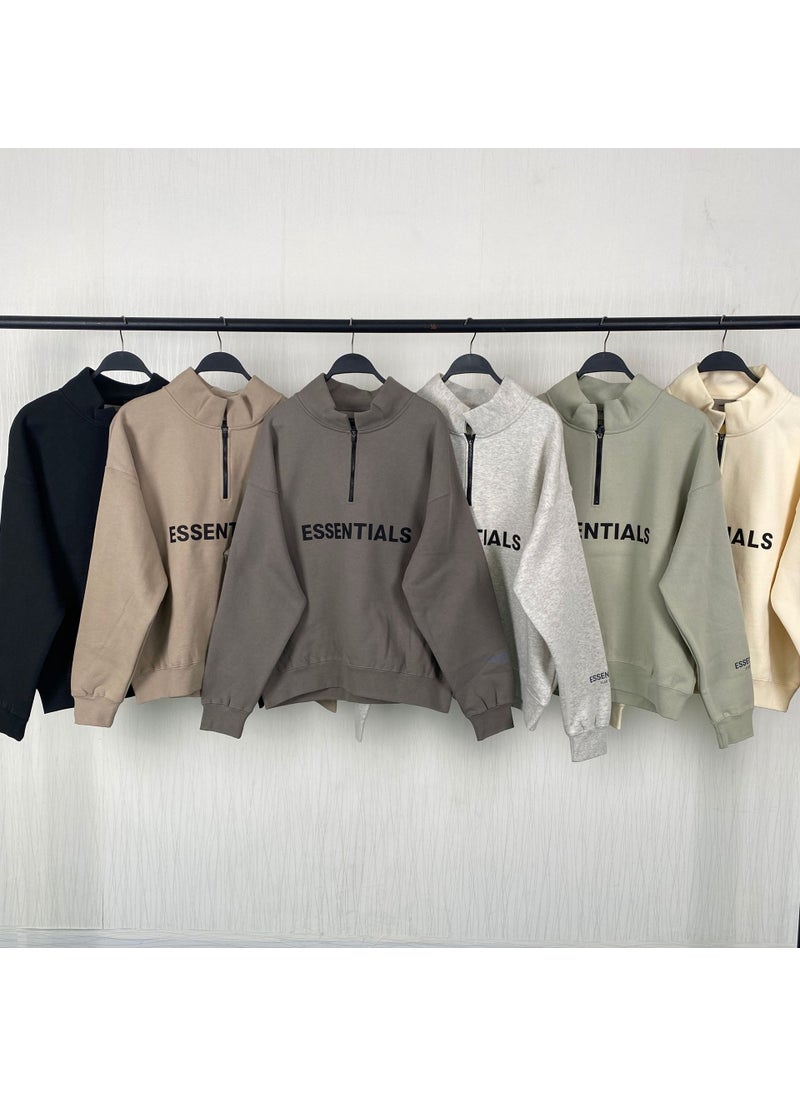 Generic - 2020SS half zipper sweater FOG double line ESSENTIALS sweater fashion brand fleece-lined Street cross-border hot sale Camel tan - Image 1