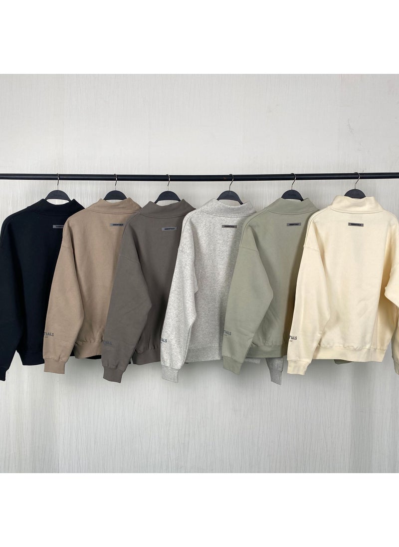 Generic - 2020SS half zipper sweater FOG double line ESSENTIALS sweater fashion brand fleece-lined Street cross-border hot sale Camel tan - Image 1