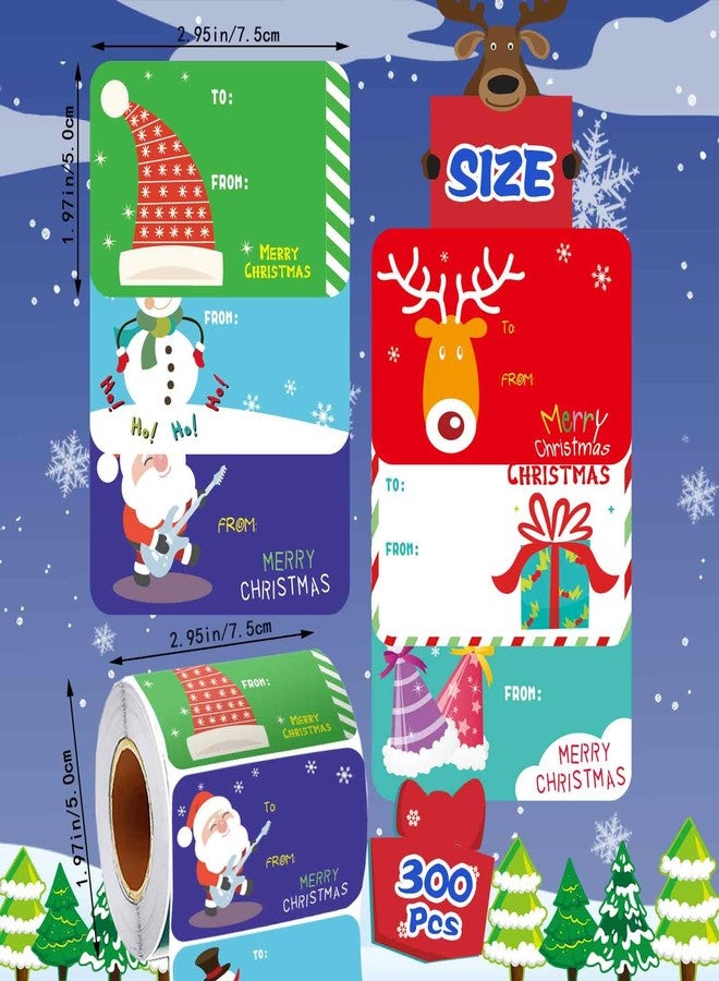 OTAITY 300 PCS Christmas Gift Tags Santa Claus Snowman Reindeer Christmas Presents Stickers Self Adhesive Christmas Tags for Wrapping Paper Christmas Holiday Decor - Image 2